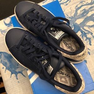 Adidas Stan Smith Blue Navy Snake Print Sneakers